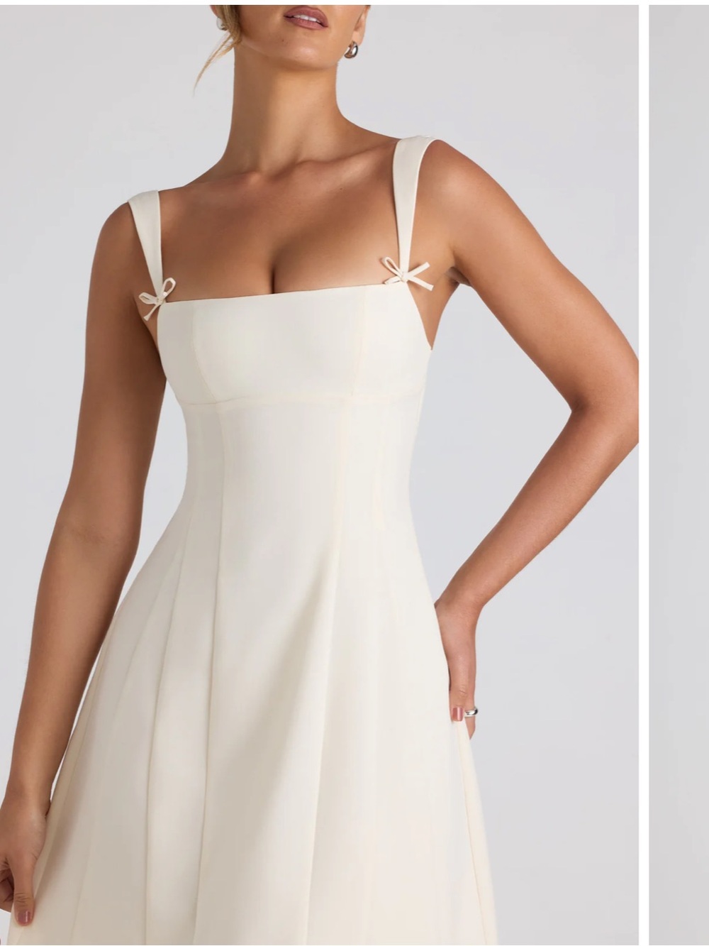 Oh Polly Isadora Bow-Detail Midi Dress in Ivory - Picture 4 of 4